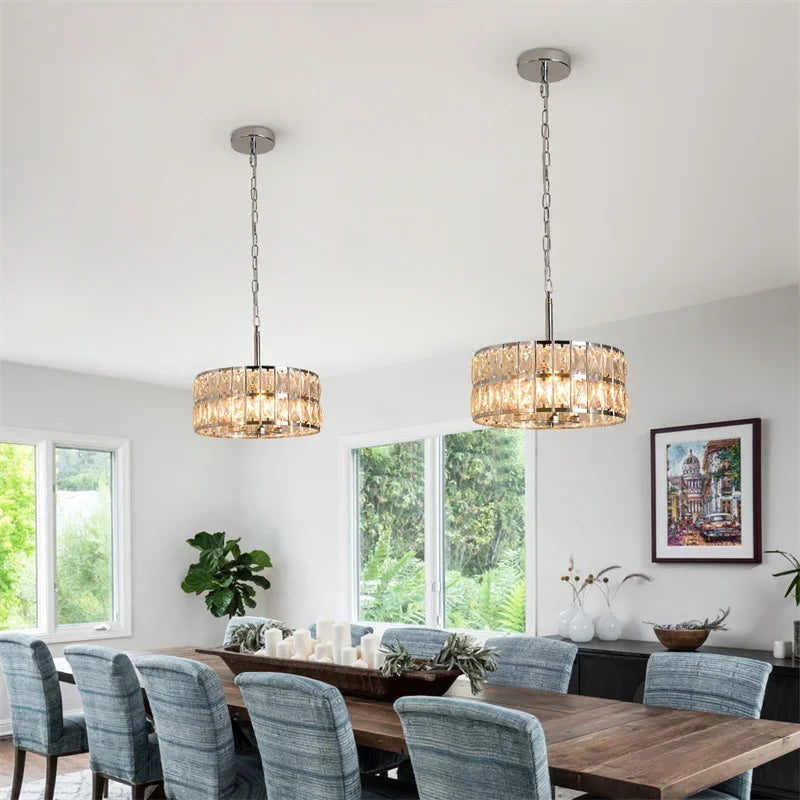 Modern K9 Crystal LED Pendant Light Nordic Chandelier Bedroom Hanging Lamp Retro Luxury Kitchen Dining Table Plafon Ceiling Deco