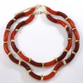 Two Pack of Necklaces Vintage Elegant Resin Metal Necklaces For Women Girl Statement Textured Banquet Accessories Party Gift