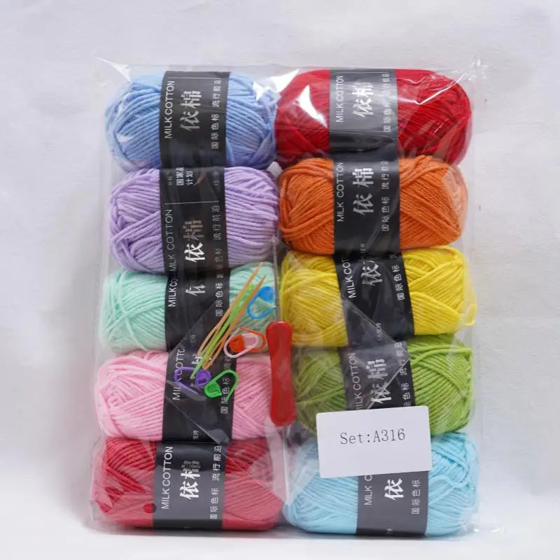10pcs Mixed Colors Yarn Milk Cotton Yarn Combination Crochet Knitting Yarn Set for Handmade DIY Crafts Sweater Scarf Knitting
