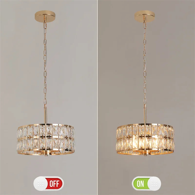 Modern K9 Crystal LED Pendant Light Nordic Chandelier Bedroom Hanging Lamp Retro Luxury Kitchen Dining Table Plafon Ceiling Deco