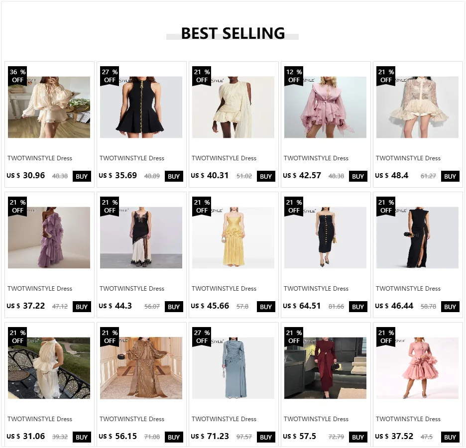 TWOTWINSTYLE Designer Mini A Line Dresses Strapless Sleeveless High Waist Spliced Ruffles Hem Elegant Slimming Dress Female New