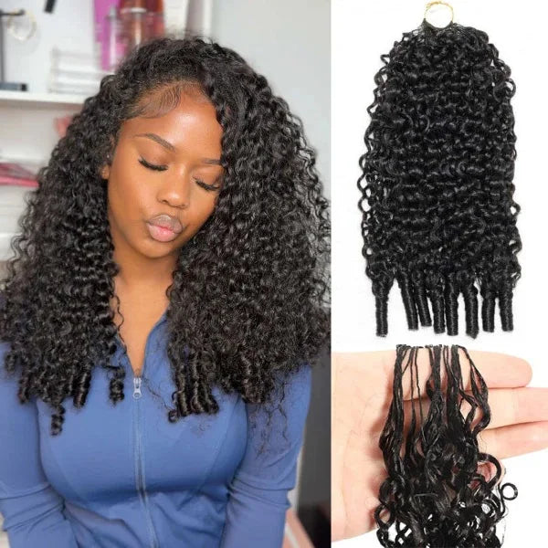 Burmese Curly Spiral Burmese Curly Kinky Straight Curl Knotless Pre-Separated Feather Human hair Crochet Hair Extensions