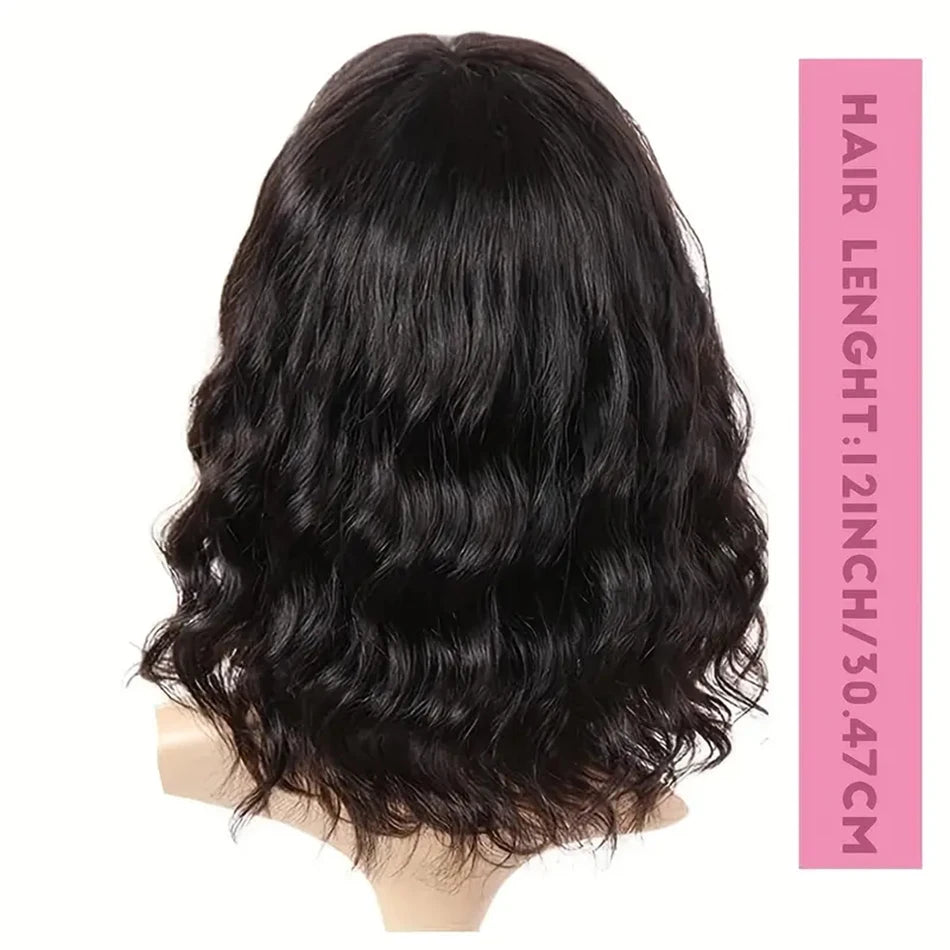 Body Wave Wigs With Bangs Brazilian Human Hair Wig With Bangs For Women Glueless Wear and Go Machine Made Wig Short Bob Wig Sale