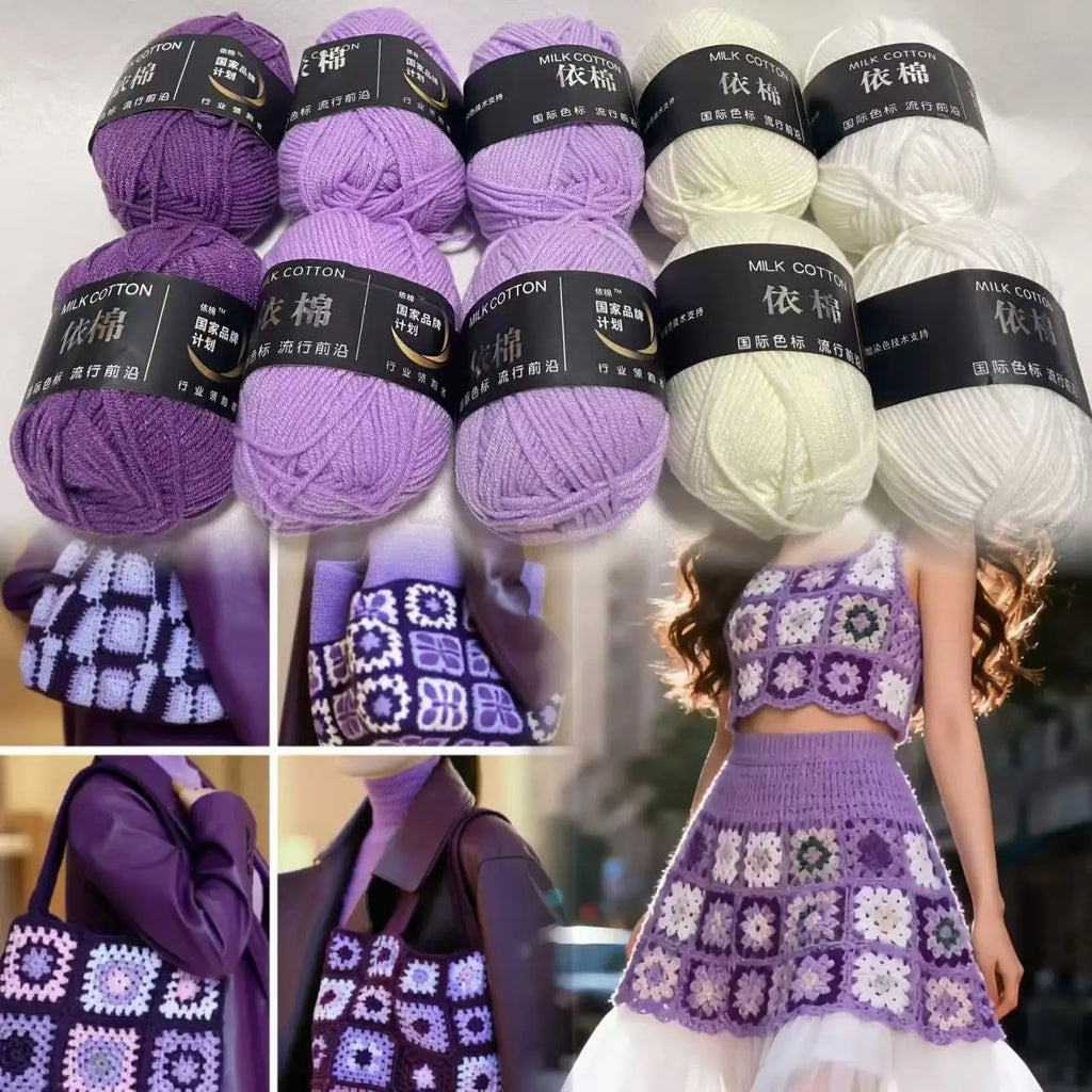 10pcs Mixed Colors Yarn Milk Cotton Yarn Combination Crochet Knitting Yarn Set for Handmade DIY Crafts Sweater Scarf Knitting