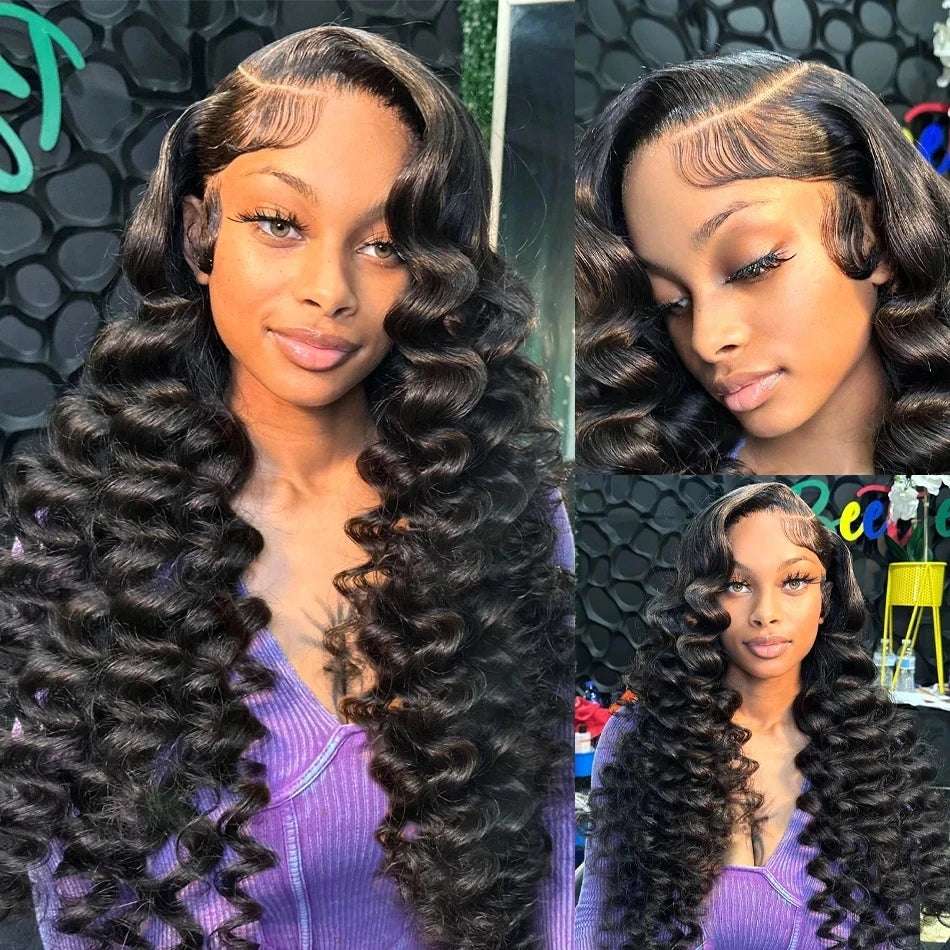 250 Density Loose Deep Wave Human Hair Wig 30 Inch HD 13x6 Lace Frontal Wig 13x4 Water Wave Curly Lace Front Wigs Preplucked