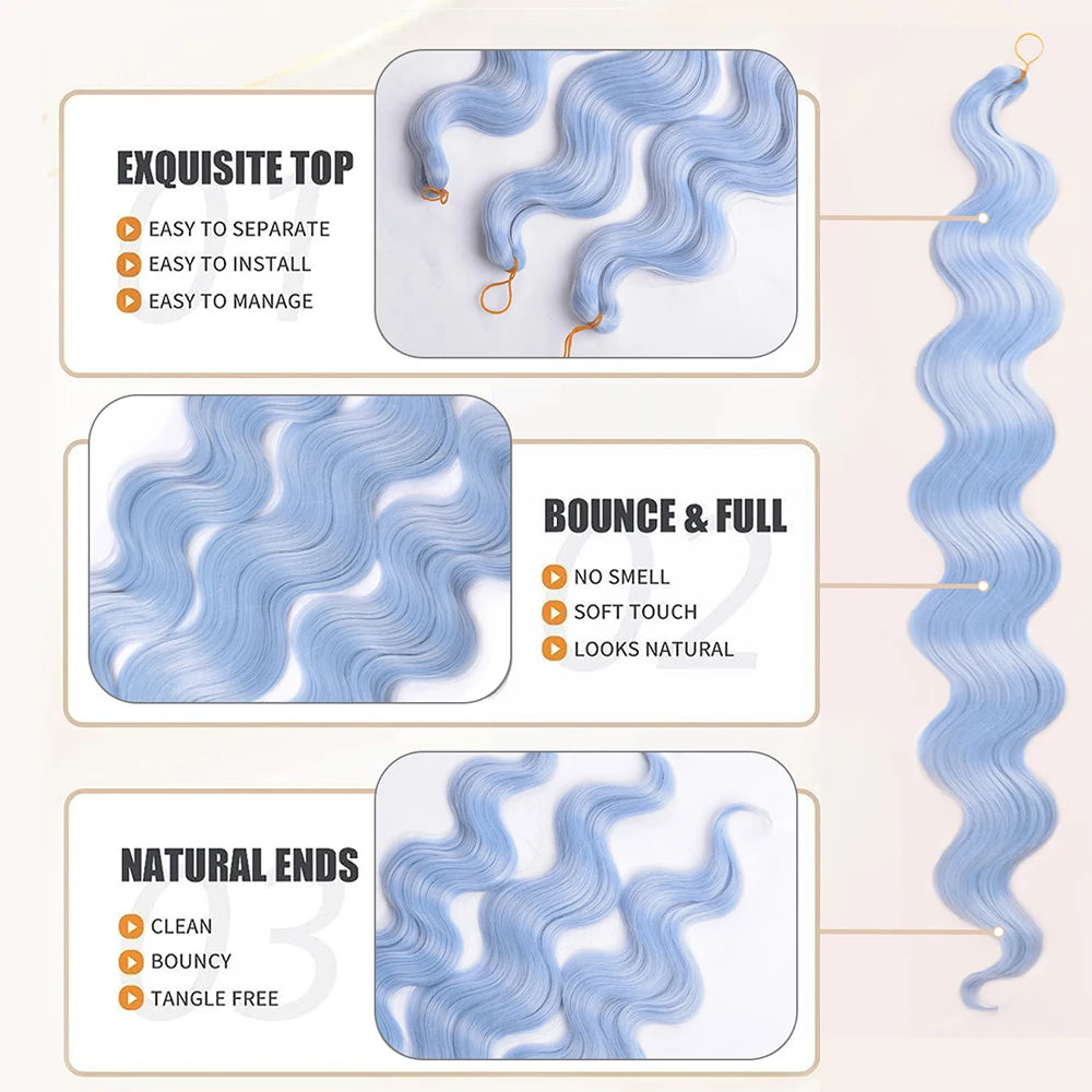 Synthetic Hair Colored Brazilian Body Wave Hair Weave Bundles 24” Heat Resistant Fiber Hair Extensions Body Wave Hair Bundles