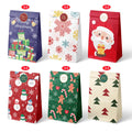 12/24pcs Retro Christmas Kraft Paper Bags Xmas Party Favor Bag Gift Pouch Holiday Present Wrapping Supplies Christmas Gift