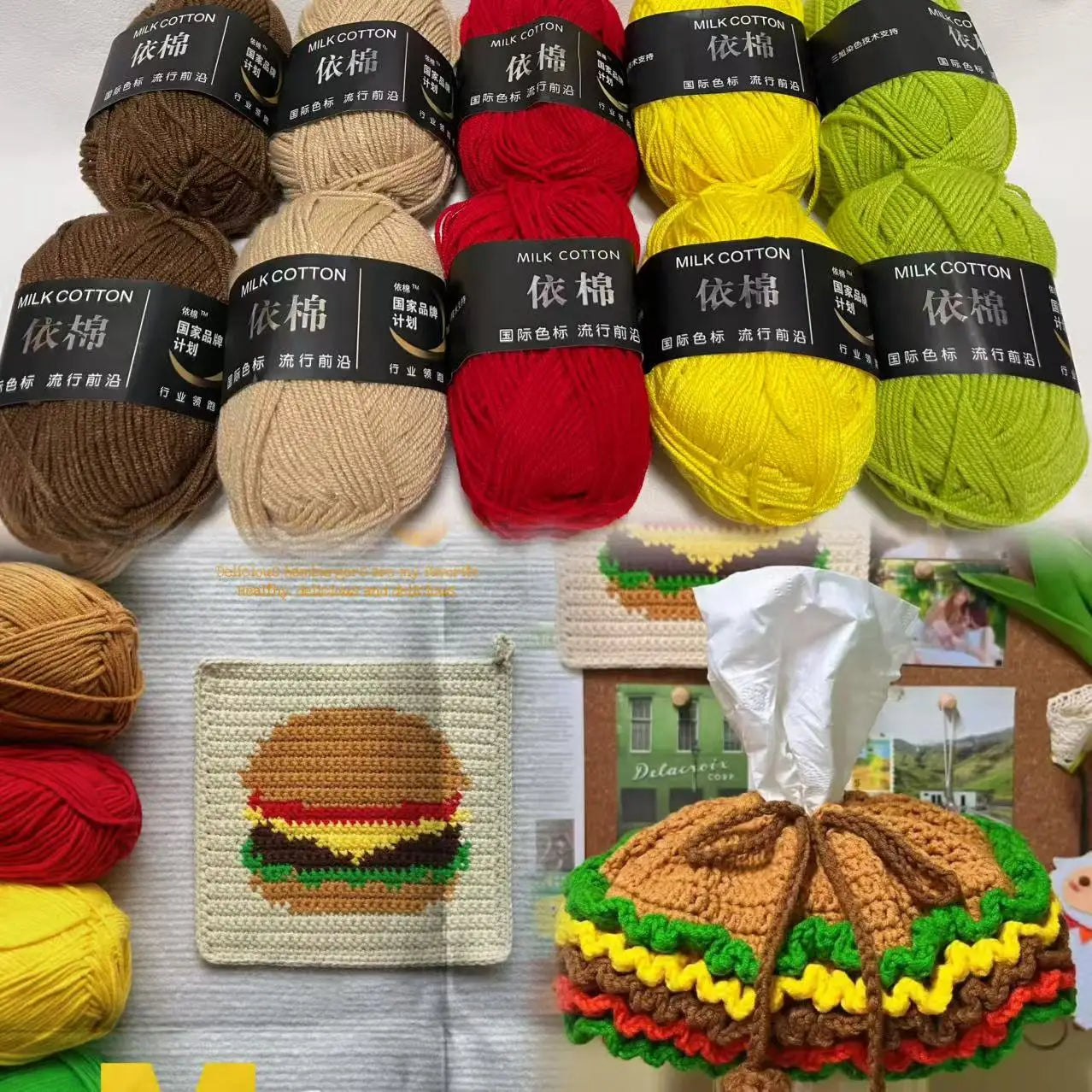 10pcs Mixed Colors Yarn Milk Cotton Yarn Combination Crochet Knitting Yarn Set for Handmade DIY Crafts Sweater Scarf Knitting