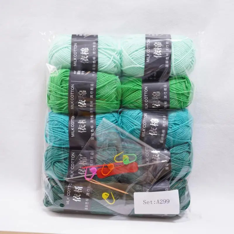 10pcs Mixed Colors Yarn Milk Cotton Yarn Combination Crochet Knitting Yarn Set for Handmade DIY Crafts Sweater Scarf Knitting