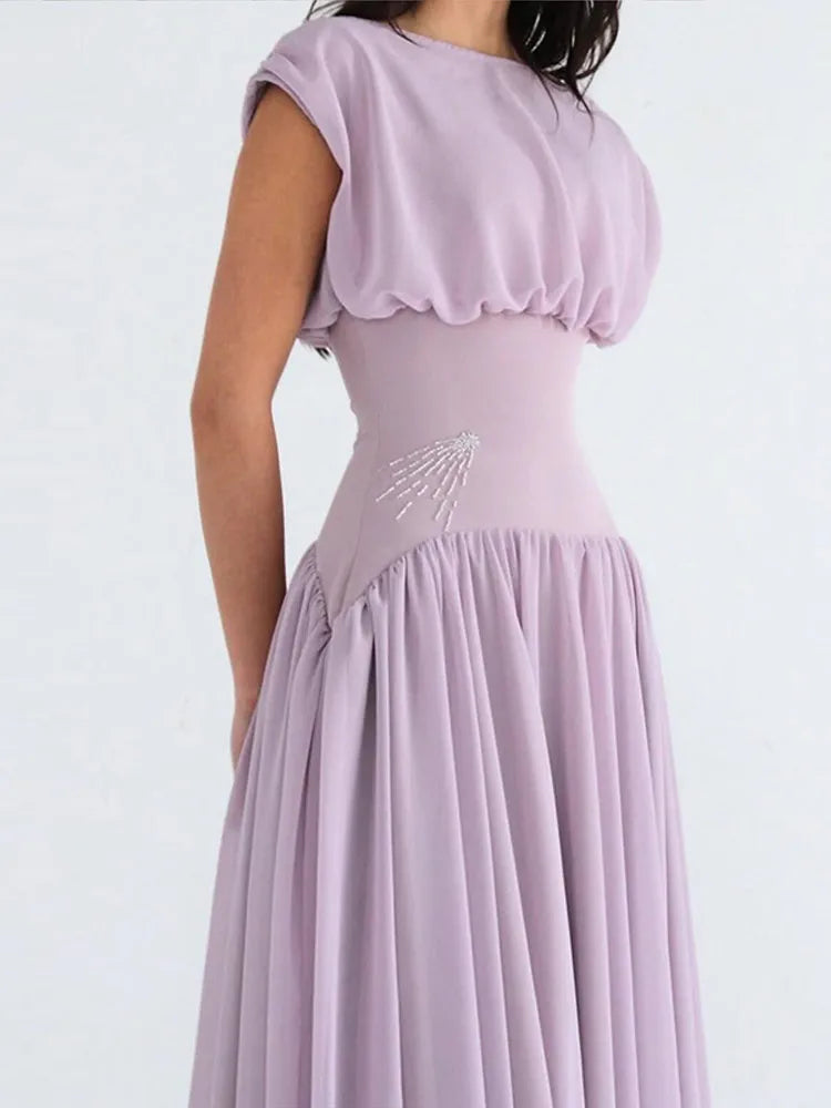 Elegant Satin Pearl Strapless Mini Dress Women Chic Off-shoulder Pleated Slim Female Party Dresses Summer Ribbon Lady Party Robe