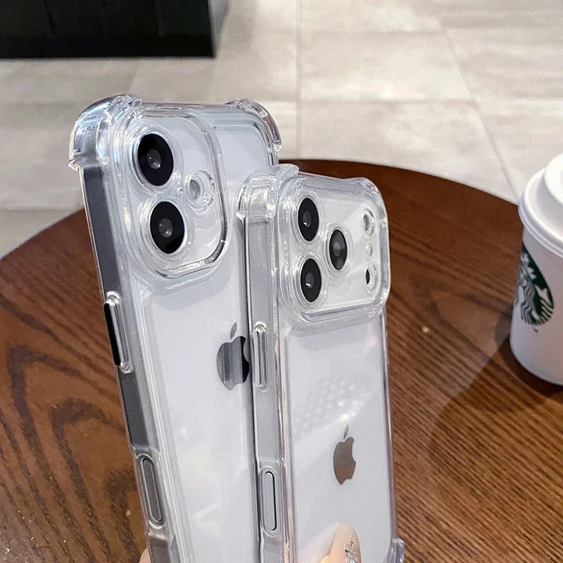 Luxury Shockproof Clear Phone Case For iPhone 17 16 15 14 13 12 11 Pro X XR XS Max Plus Air Soft Transparent Bumper Cases Cover