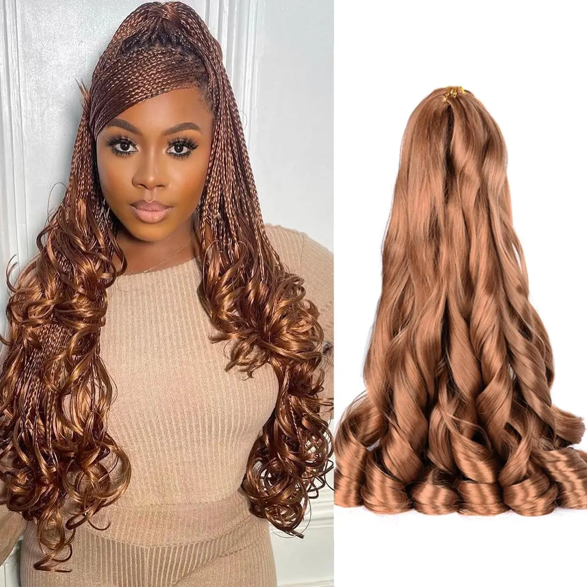 French Curl Braiding Hair 12/16 Inch Loose Wavy Braiding Hair Pre stretched 6 Pack Black Bouncy Braiding Hair French Curls Croch