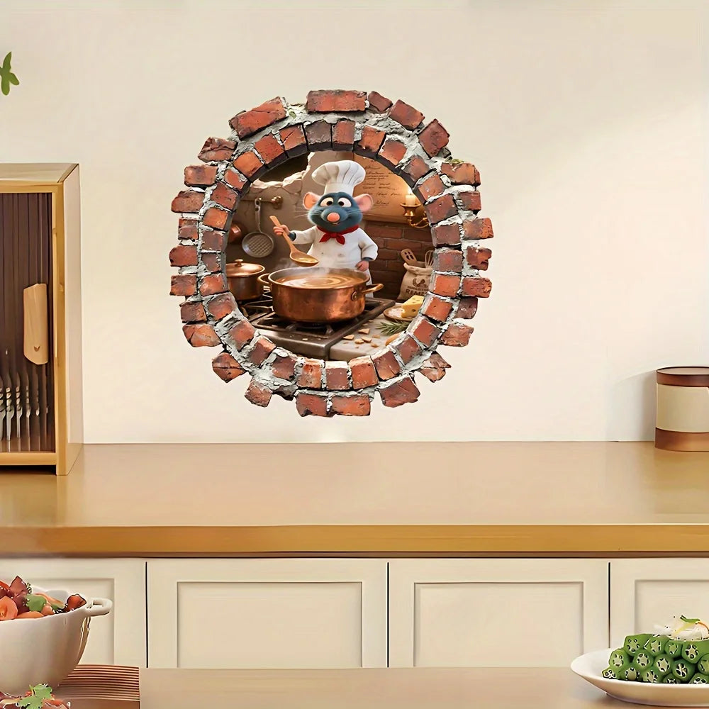 1 Piece of Ratatouille Wall Sticker, Interesting Kitchen Stove Layout, Suitable for Bedroom and Living Room Decoration, Easily Creates Classic Movie Scenes of Cooking