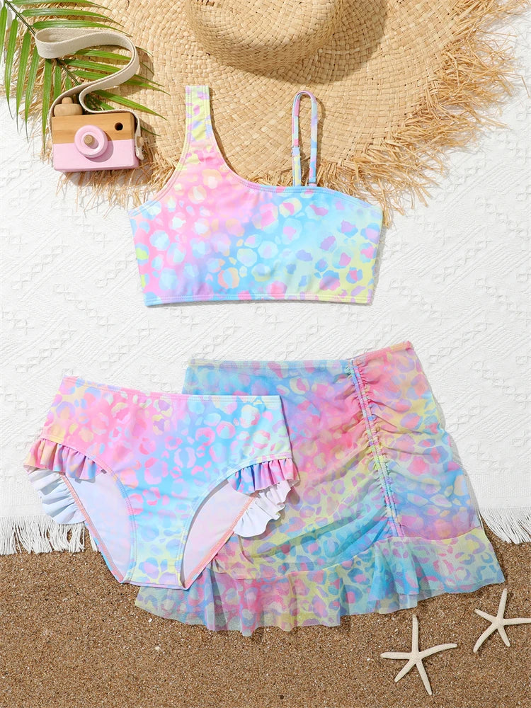 Bikini Girls Swimsuit 2026 New Gradient Sling Children Bikinis Set Three Piece Swimwear Summer Beach Wear Swimming Bathing Suit