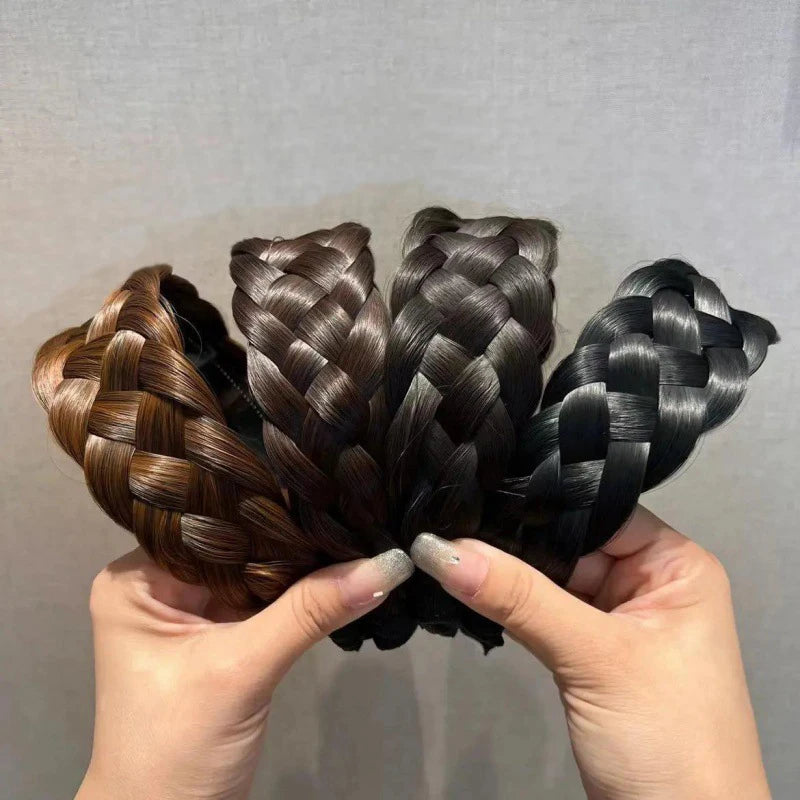 2023 Wig Headbands for Women Wide Fishbone Braids Hairbands Handmade Head Hoop Hair Styling Headwear Accessories Gift