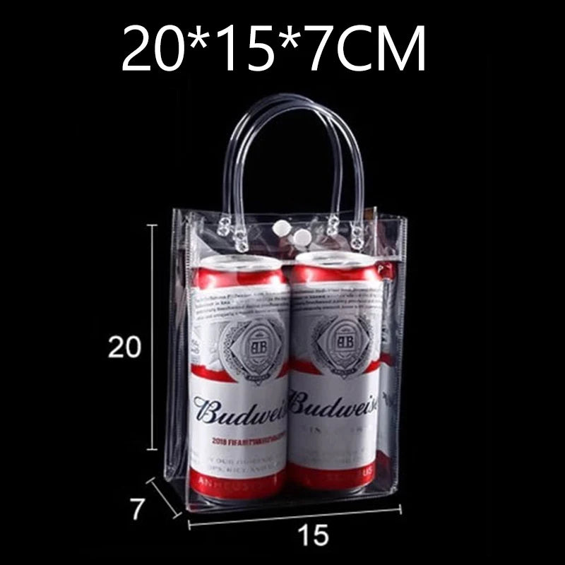 10-100 Pcs Clear Plastic Gift Bags with Handle Transparent Gift Bag Reusable Tote Bag PVC Goodie Bags for Wedding Party Supplies