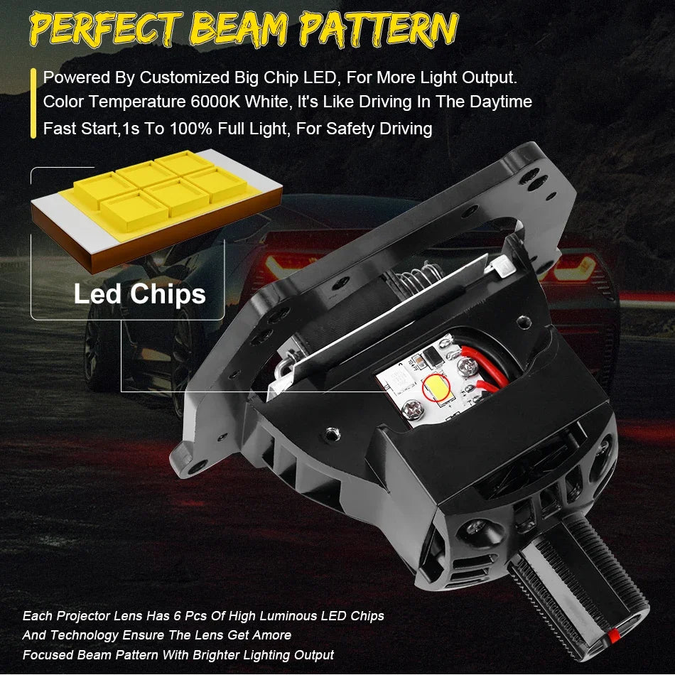3.0 Inch Bi Led Projector Lens Halo Lights H4 H7 9005 9006 Car Headlights Bulb Hella 3R Upgrade Kit Angel Eye White Lamp LHD RHD