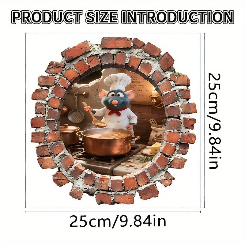 1 Piece of Ratatouille Wall Sticker, Interesting Kitchen Stove Layout, Suitable for Bedroom and Living Room Decoration, Easily Creates Classic Movie Scenes of Cooking