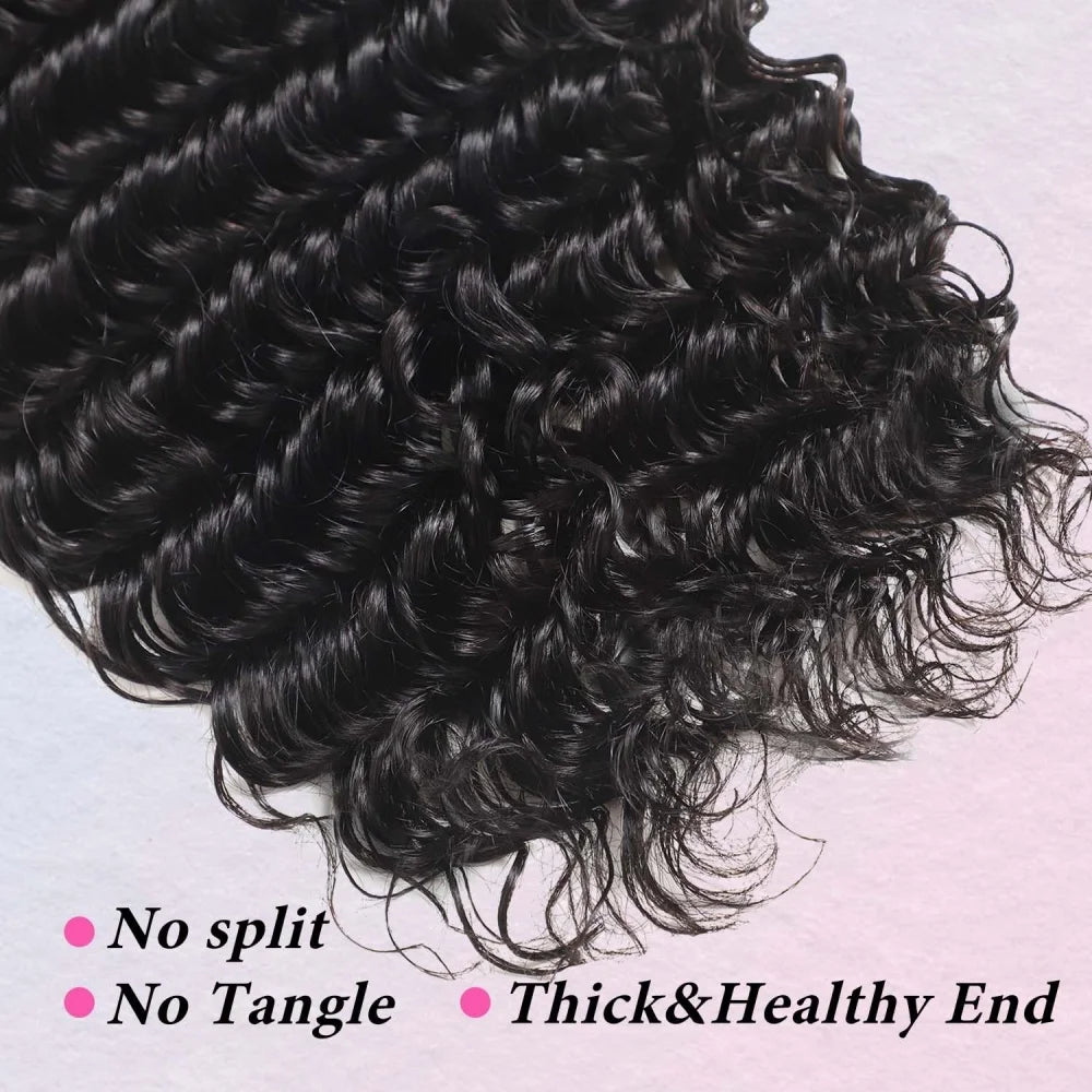 12A Deep Wave 28 30 Inches Brazilian Human Hair Bundles Deep Water Wave Bundles Human Hair Extensions Raw Hair Bundles