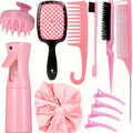 WANMEI hair comb styling set, pointed tail comb, edge brush, shampoo brush, high pressure watering can, hairpin, hairband