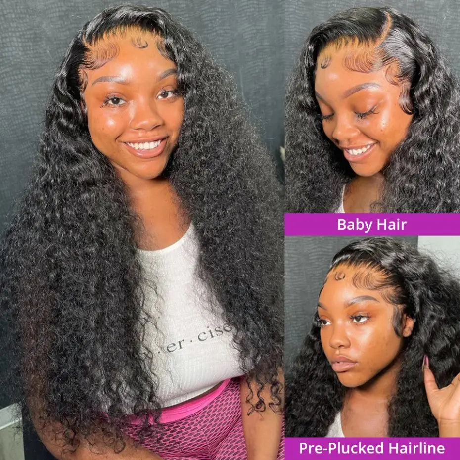 Deep Wave Lace Front 100% Human Hair Wigs 30 32Inch Indian Curly Remy 200% 13x4 13x6 Lace Frontal Wigs For Woman Pre Plucked