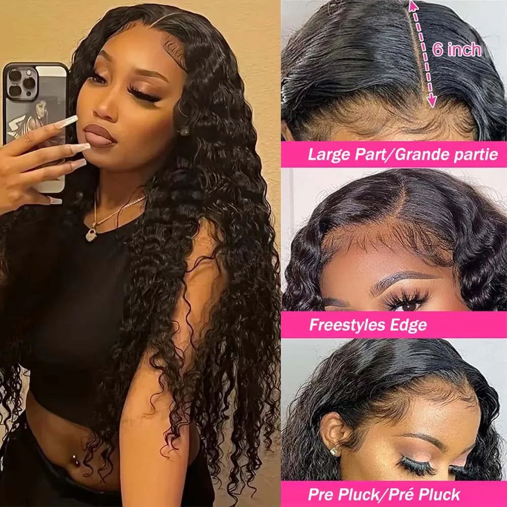 Deep Wave Frontal Wig 13x4 13x6 Deep Curly Lace Front 100% Human Hair Wigs 200% 4x4 5x5 Pre Plucked Closure Lace Wigs for Women
