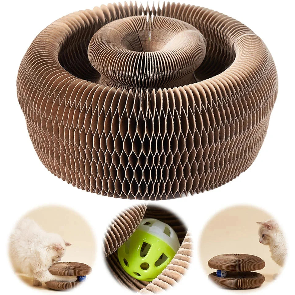 Magic Cat Scratch Organ Board Cat Toy with Ball Cat Grinding Claw Cat Climbing Frame Kitten Round Corrugated Cat Scratching Toy