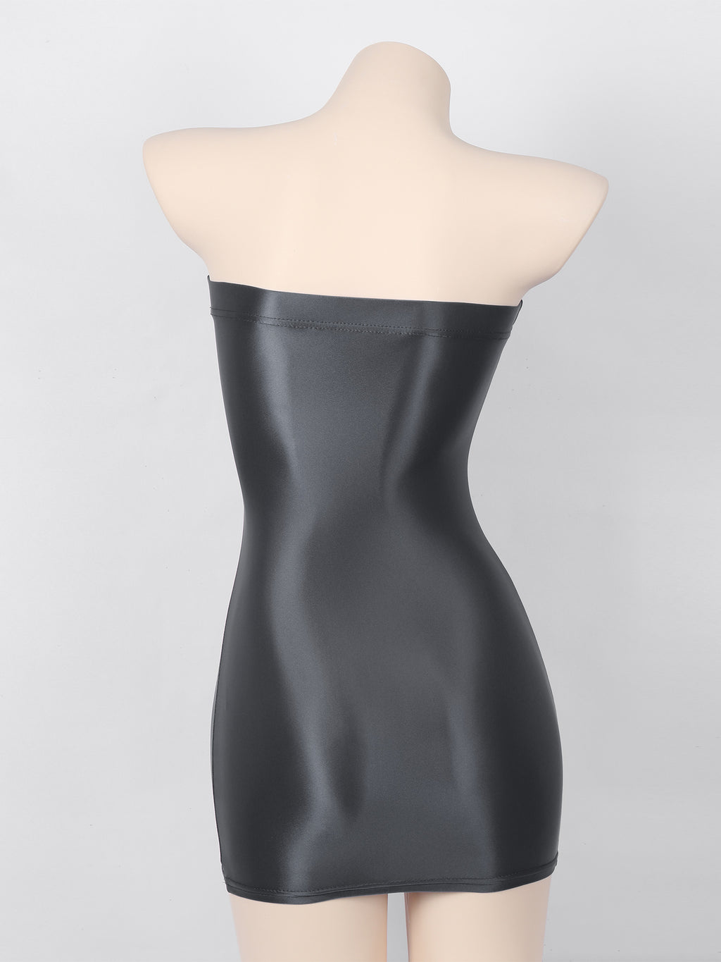 Women Glossy Bodycon Dress Long Sleeve Oil Shiny Smooth Mini Pencil Dress Stretchy Mock Neck Tight  Party Dresses Dance Clubwear