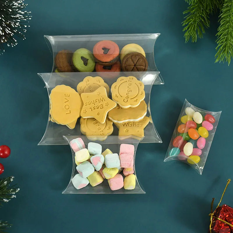 10/20Pcs Transparent PVC Pillow Shaped Candy Box Gift Packaging Boxes for Wedding Birthday Party Cookies Box Favors Decoration