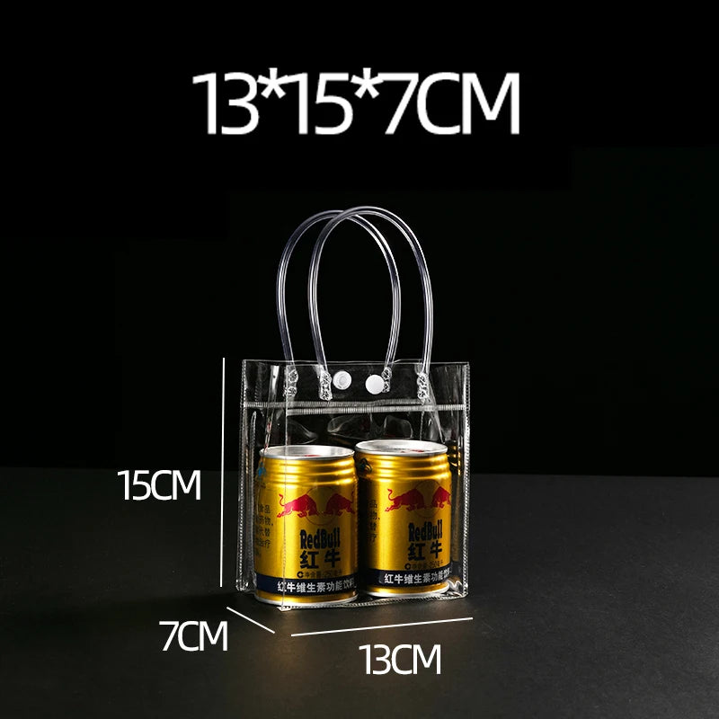 10-100 Pcs Clear Plastic Gift Bags with Handle Transparent Gift Bag Reusable Tote Bag PVC Goodie Bags for Wedding Party Supplies