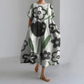 Holiday Casual Striped Printed Dresses Summer Women's Round Neck Short Sleeve Dresses Plus Size Pockets Elegant Party Dresses