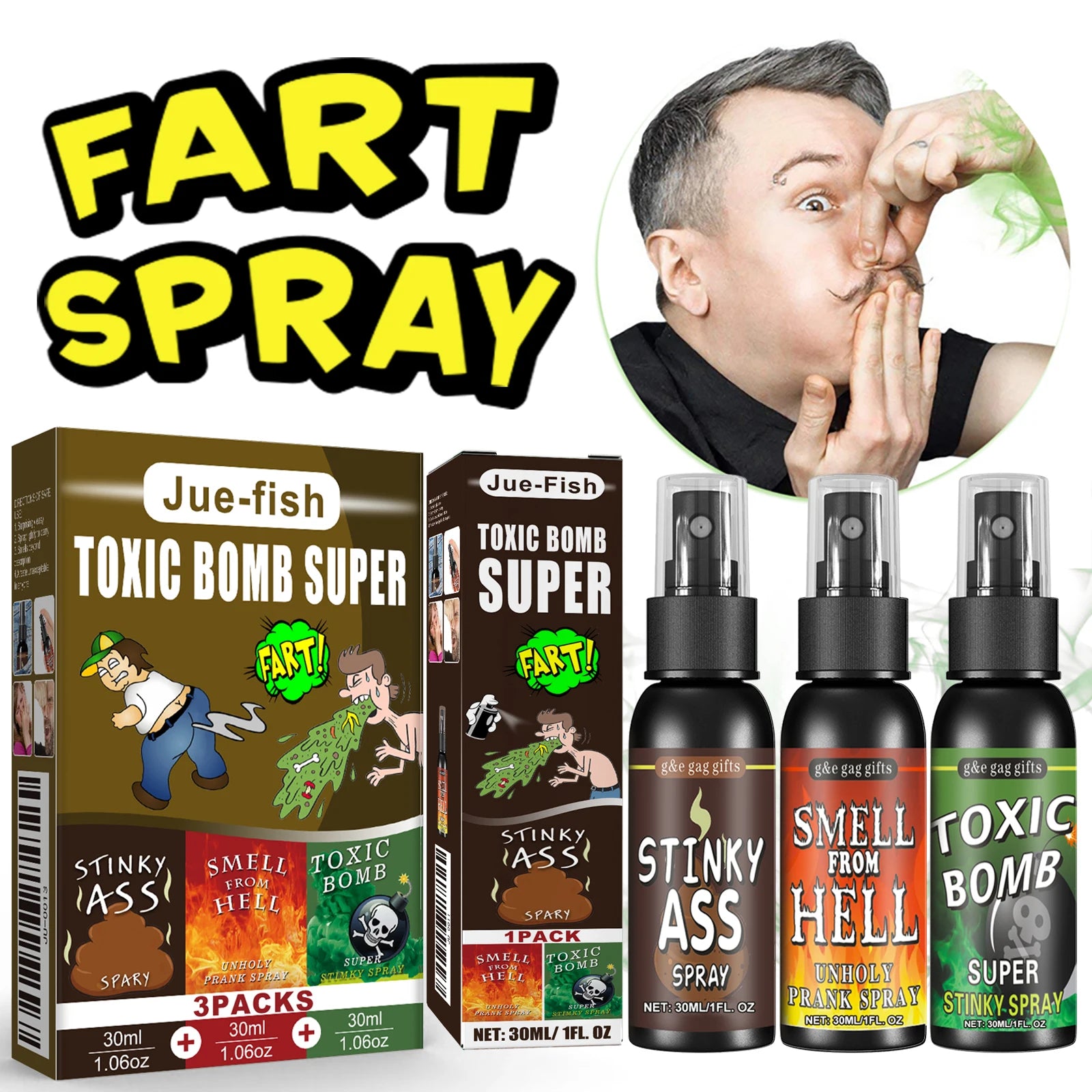 Novelties Liquid Fart Gag Prank Joke Spray Can Stink Bomb Smelly Stinky Gas Joke Sprinkle Prank Family Entertainment Supply