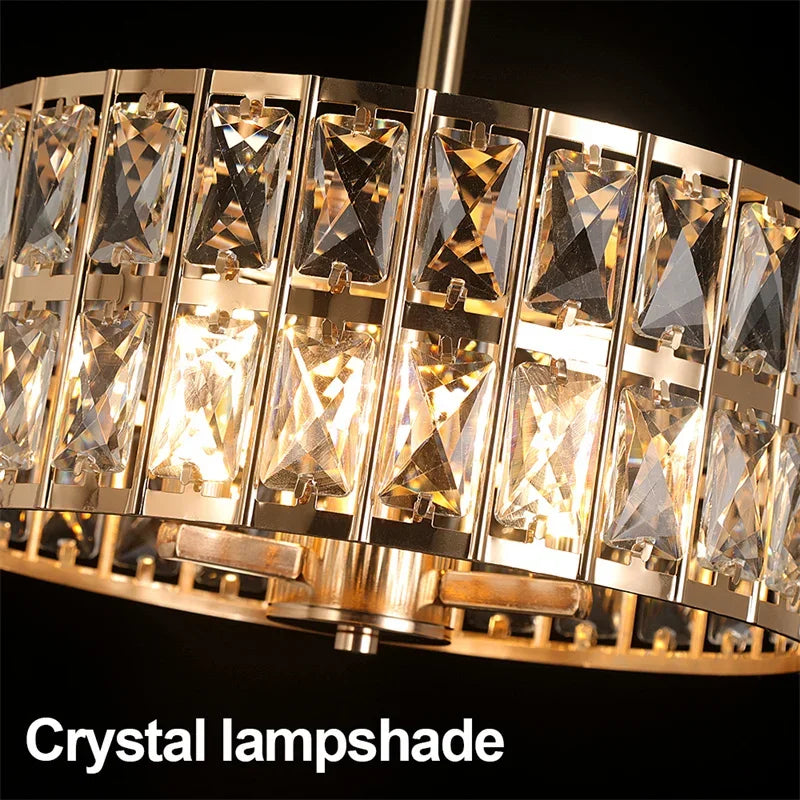 Modern K9 Crystal LED Pendant Light Nordic Chandelier Bedroom Hanging Lamp Retro Luxury Kitchen Dining Table Plafon Ceiling Deco