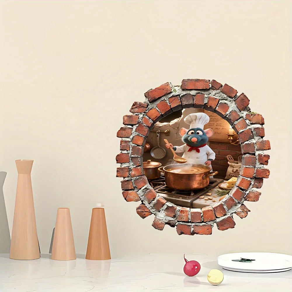 1 Piece of Ratatouille Wall Sticker, Interesting Kitchen Stove Layout, Suitable for Bedroom and Living Room Decoration, Easily Creates Classic Movie Scenes of Cooking
