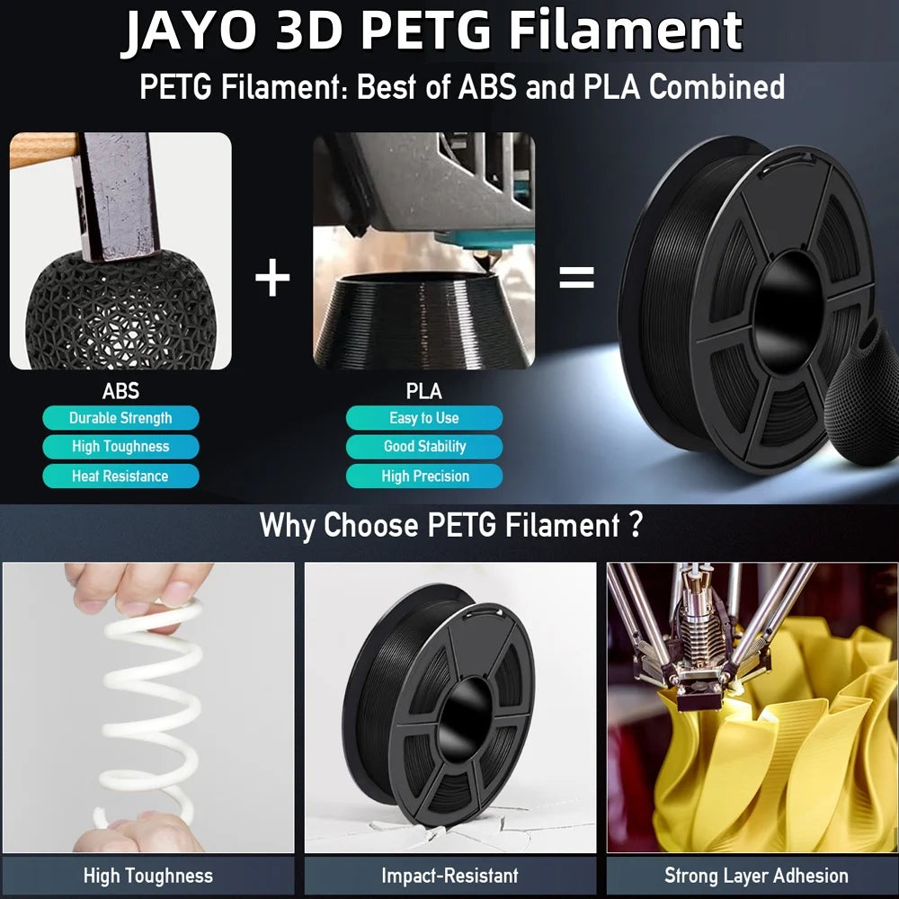 JAYO 3D Printer PLA/PLA Meta/PETG/PLA PLUS/PLA Matte Filament 1.75mm 9/10 Rolls 3D Printing Materials for 3D Printer&3D Pen