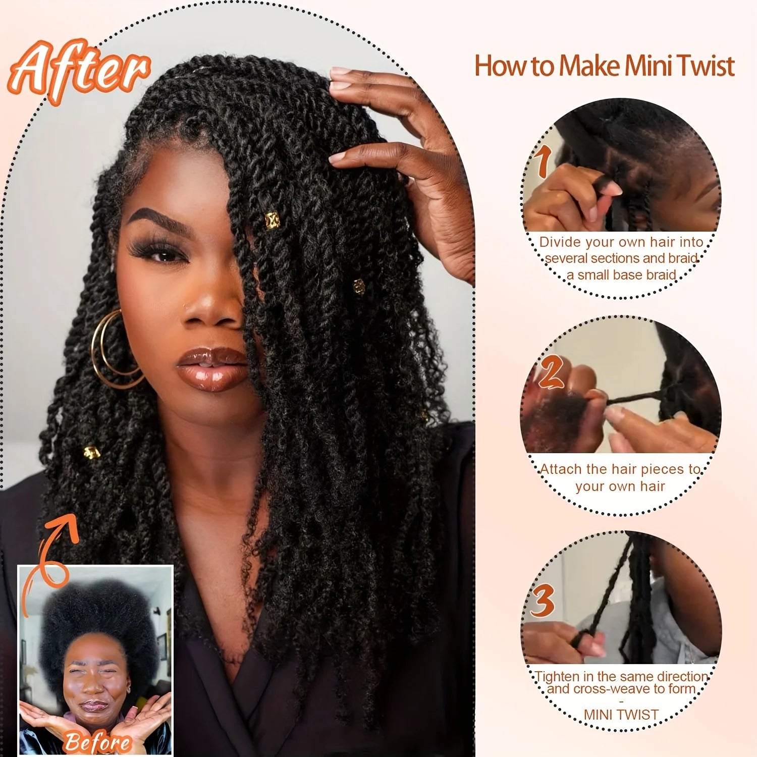 Afro Kinky Curly Human Hair  Kinky Curly Hair for Twist/Permanent Loc Extensions,Braiding, Locs, Natural Look For synthetic hair
