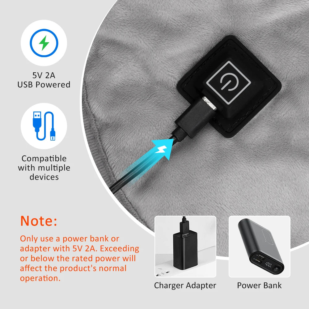 Electric Heating Shoulder Neck Pad Massager Three Gear Hot Compress Cervical Shawl Warmer USB for Shoulder Neck Back Relax Brace