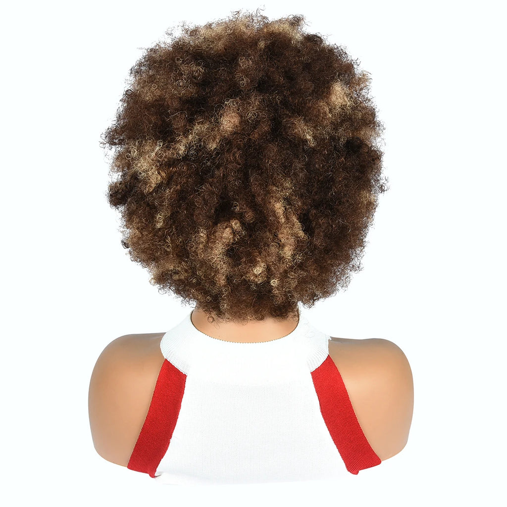 P4/27 Curly Pixie Cut Wigs Highlight Pixie Cut Human Hair Wigs Fringe Human Hair Wigs 99J Full Machine Made Wigs Glueless Wigs